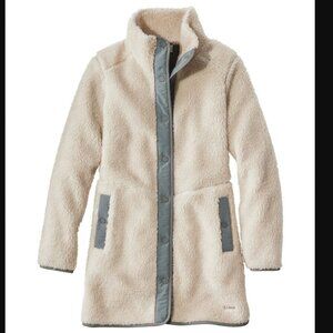 L.L. Bean Womens Bean's Sherpa Fleece Long Coat Size 3X Beige Outdoor Gorpcore